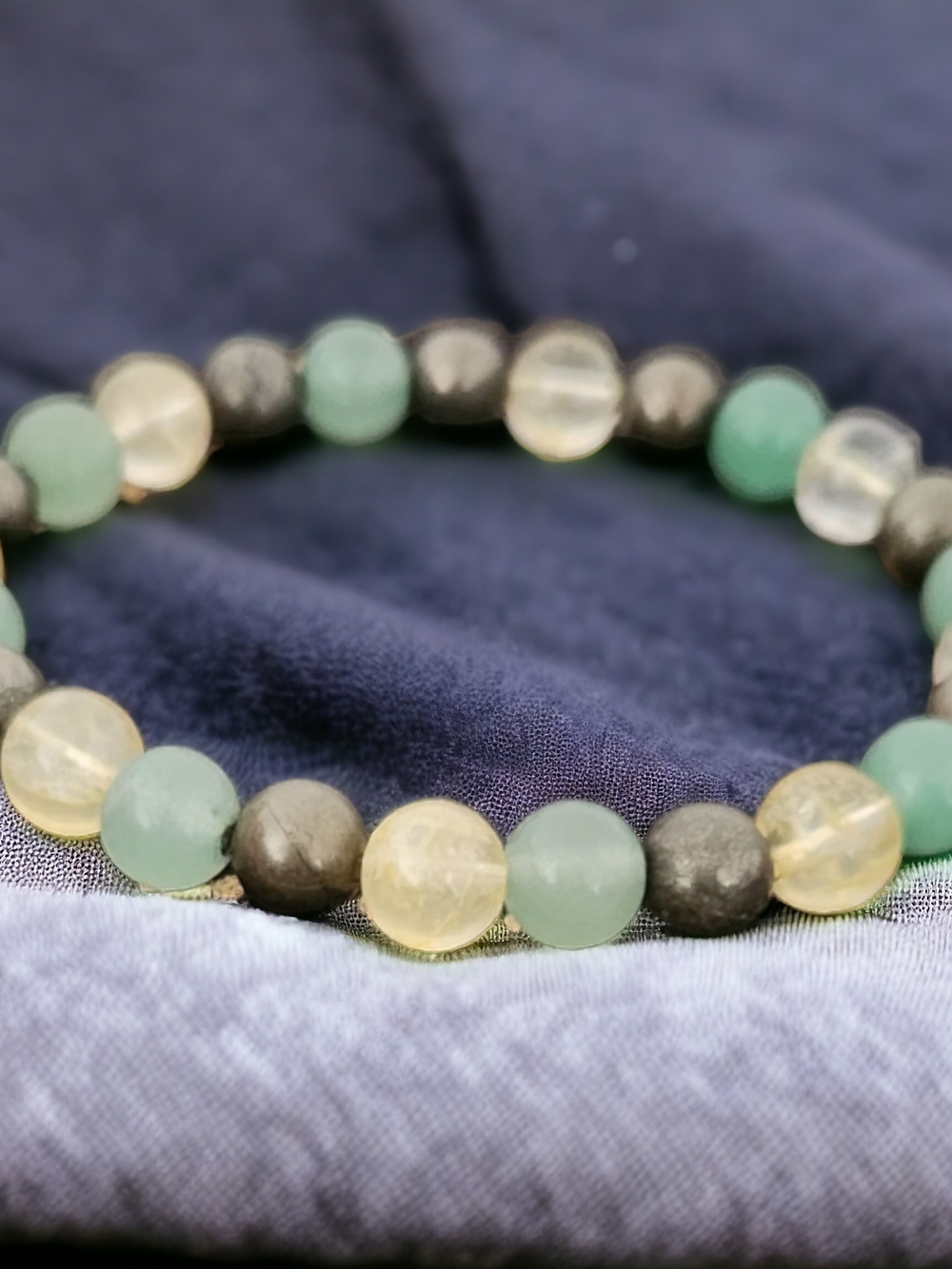 Manifestation Bracelet: Green Aventurine, Citrine And Pyrite Stretch Bracelet
